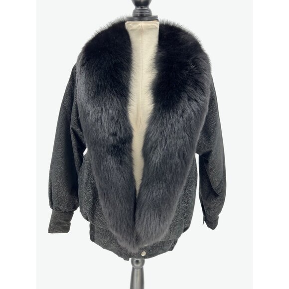Roxciticus Jackets & Blazers - Roxciticus Leather Jacket Fur Collar Vintage 80s Bomber Black S punk rock goth
